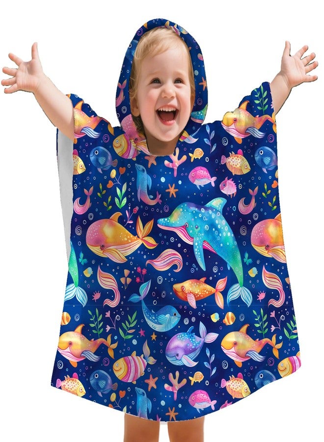 هابي فلوت مناشف أطفال هابي فلوت بغطاء للرأس - مناشف ناعمة بغطاء للرأس للأطفال من عمر 0 إلى 4 سنوات، مناشف استحمام للأطفال ومناشف غسيل - منشفة شاطئ مثالية للأطفال ومناشف للأطفال حديثي الولادة للبنات والأولاد (دولفين) - Image 2